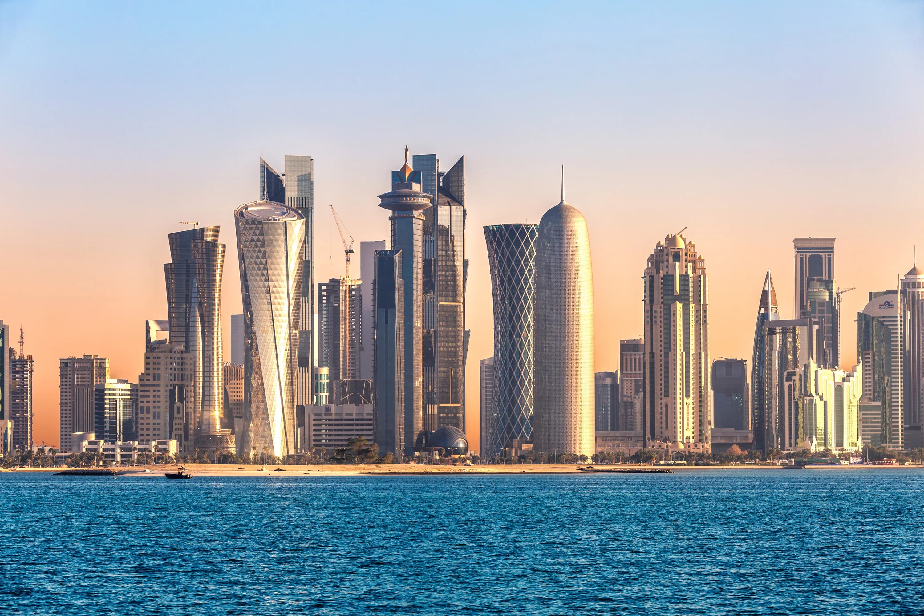 The West Bay skyline of Doha at golden hour